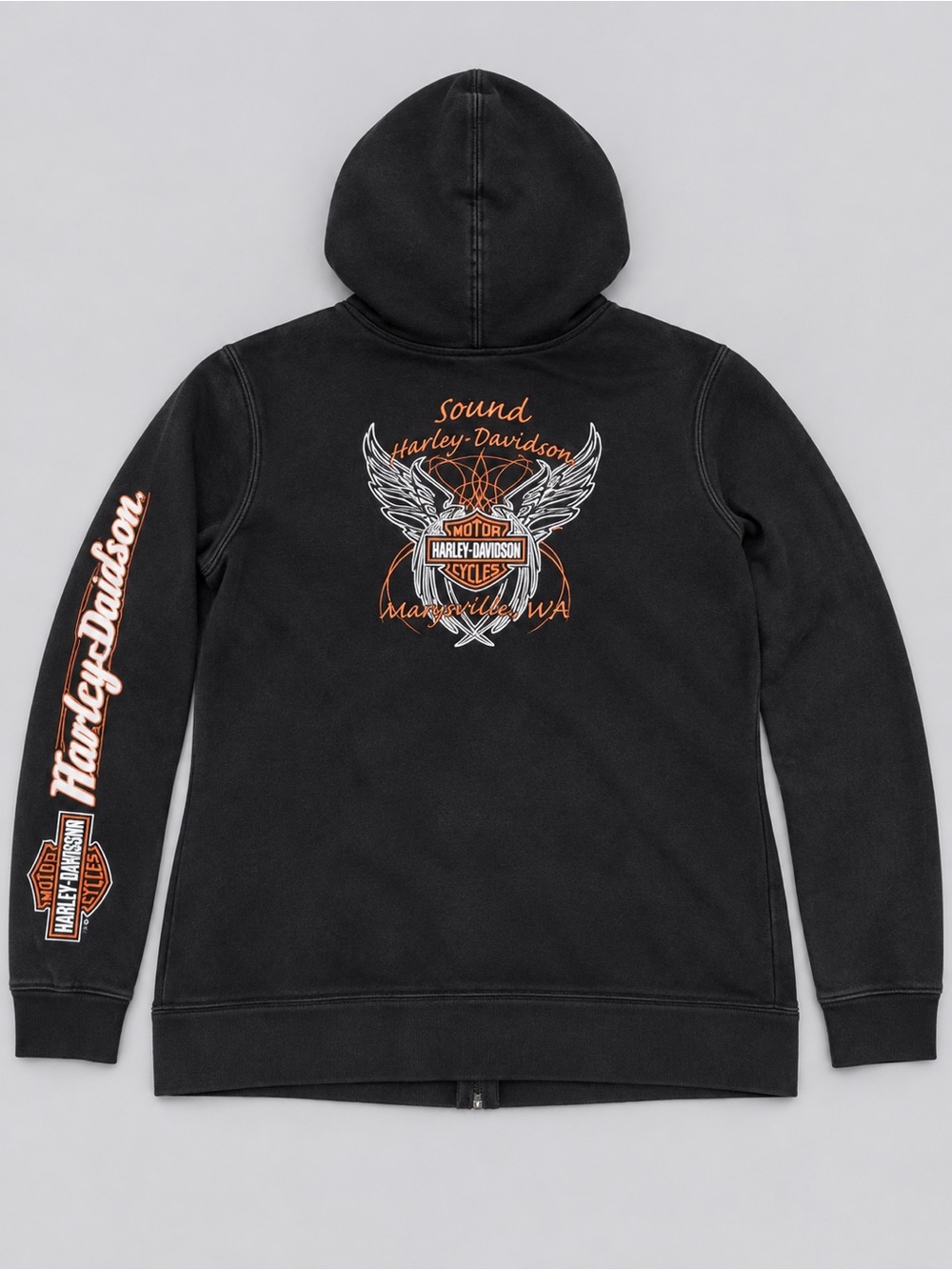 Harley-Davidson Kids Black Hoodie with White and Orange Logo